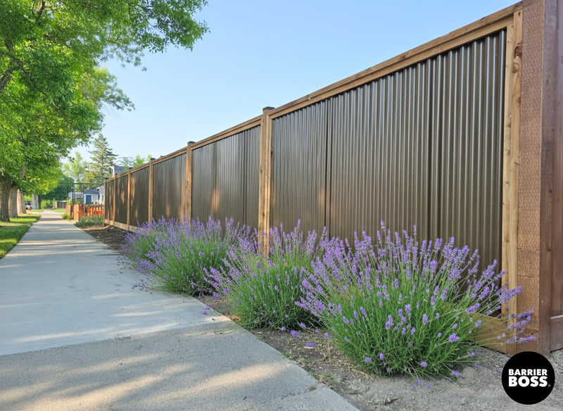 Load image into Gallery viewer, Corrugated Metal Privacy Fence Panels – Treated Wood Frame
