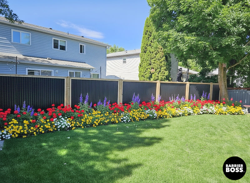 Load image into Gallery viewer, Corrugated Metal Privacy Fence Panels – Treated Wood Frame