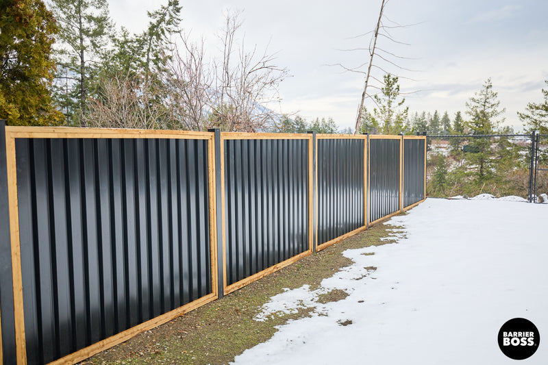 Load image into Gallery viewer, Ribbed Metal Privacy Fence Panels - Treated Wood Frame