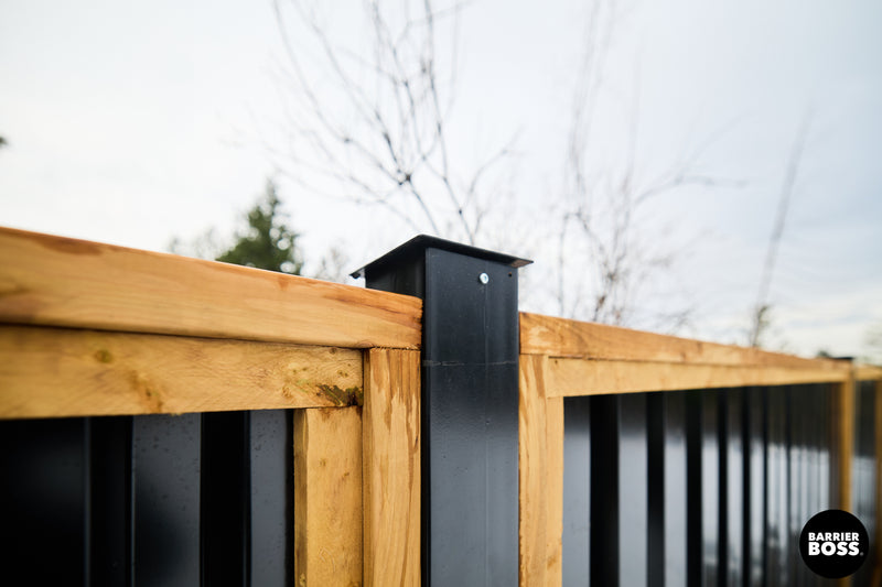 Load image into Gallery viewer, Ribbed Metal Privacy Fence Panels - Treated Wood Frame