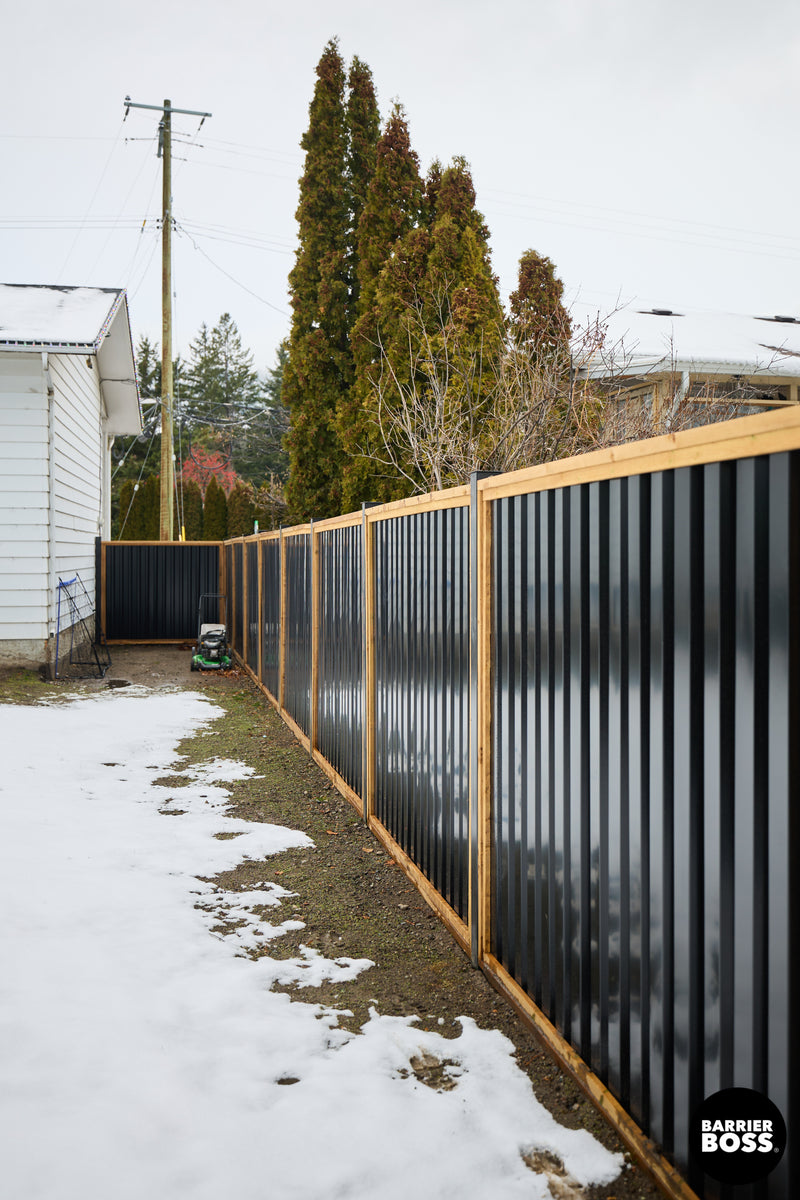 Load image into Gallery viewer, Ribbed Metal Privacy Fence Panels - Treated Wood Frame