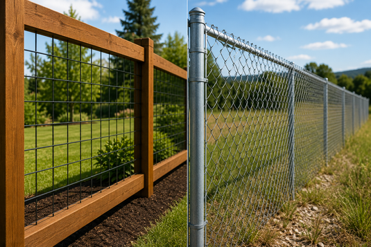 Hog wire fence compared to chain link fencing in Canada.