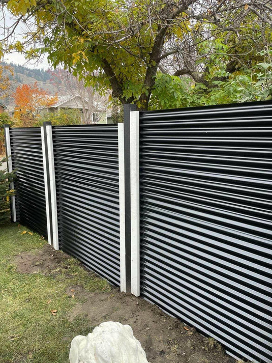 Durable metal fence panel securing a residential property