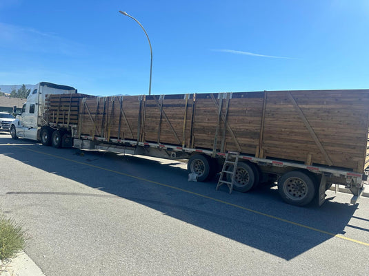 Two truckload shipment of Deep South deep grove 8 x 8 ft corrugated metal panels