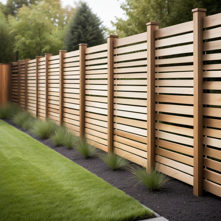 Modern horizontal wood fence