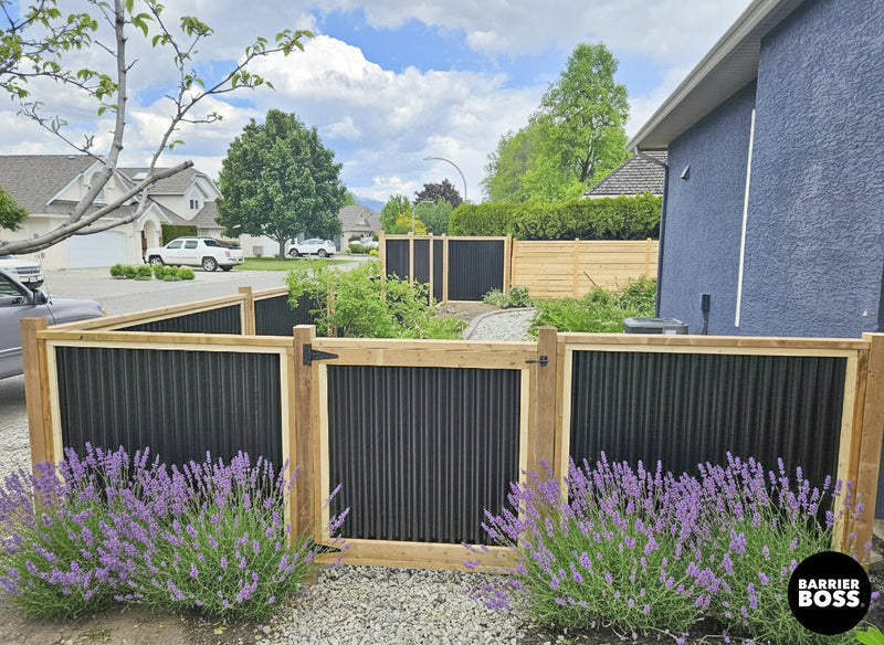 Load image into Gallery viewer, Corrugated Metal Fence Panels (Premade) - The Redwood - BarrierBoss™
