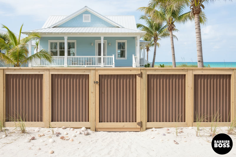 Load image into Gallery viewer, Corrugated Metal Fence Panels (Premade) - The Redwood - BarrierBoss™
