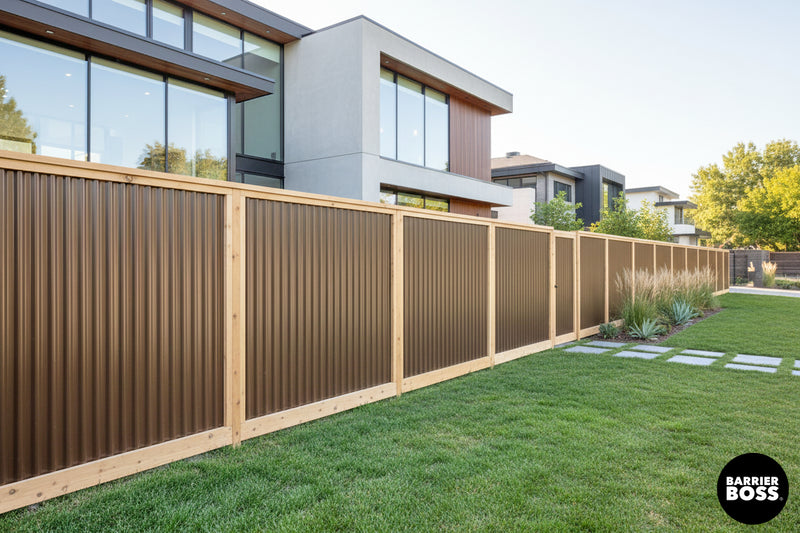 Load image into Gallery viewer, Corrugated Metal Fence Panels (Premade) - The Redwood - BarrierBoss™

