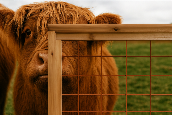 Brown cattle panel fence, 6-gauge electrogalvanized dip-coated, The Highland   BarrierBoss Canada