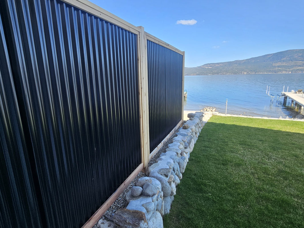 Corrugated Metal Fence Panels (Premade) - The Redwood - BarrierBoss™