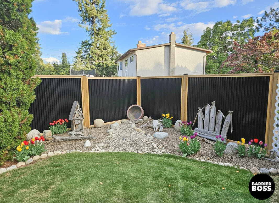 Corrugated Metal Fence Panels (Premade) - The Redwood - BarrierBoss™
