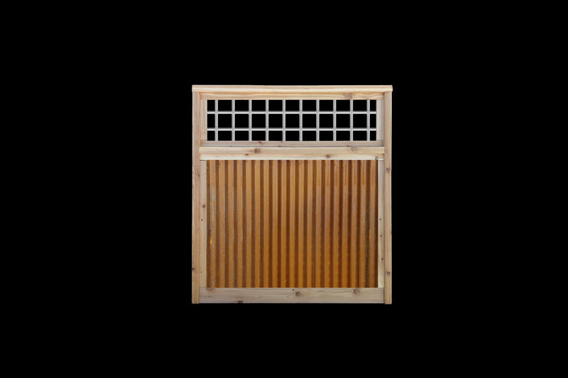 Load image into Gallery viewer, Corrugated Metal Fence with Hog Wire Fence Toppers - The Cabot Panel - BarrierBoss™
