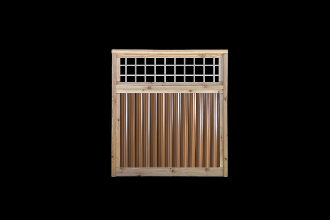 Corrugated Metal Fence with Hog Wire Fence Toppers - The Cabot Panel - BarrierBoss™