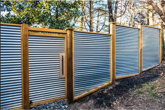 Corrugated Metal Privacy Fence Panel (Premade) - The Coastal - BarrierBoss™