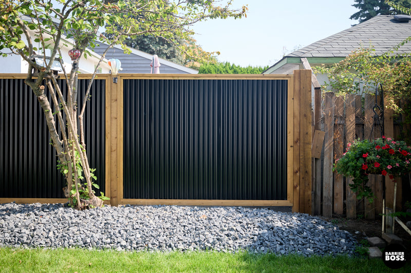 Load image into Gallery viewer, Corrugated Metal Privacy Fence Panel (Premade) - The Coastal - BarrierBoss™
