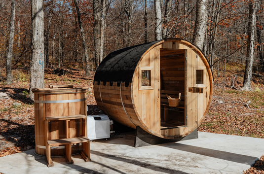 Hand Made Barrel Sauna – Traditional Western Red Cedar Sauna - The Laurentian - BarrierBoss™