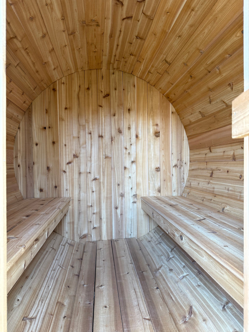 Load image into Gallery viewer, Hand Made Barrel Sauna – Traditional Western Red Cedar Sauna - The Laurentian - BarrierBoss™
