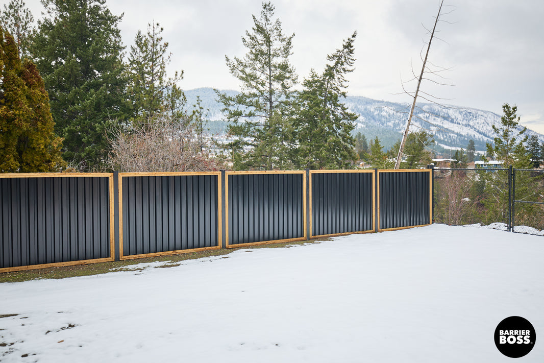 Ribbed Metal Privacy Fence Panels - Treated Wood Frame