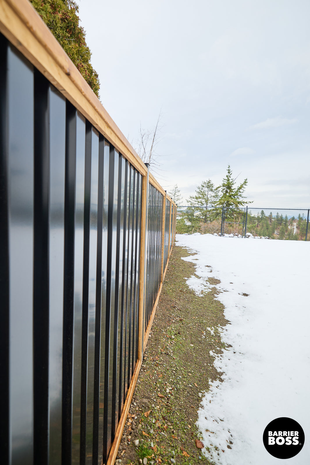Ribbed Metal Privacy Fence Panels - Treated Wood Frame