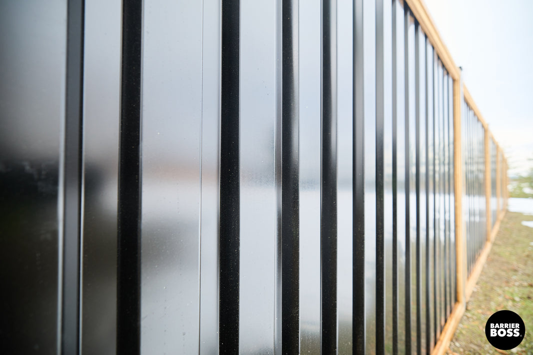 Ribbed Metal Privacy Fence Panels - Treated Wood Frame