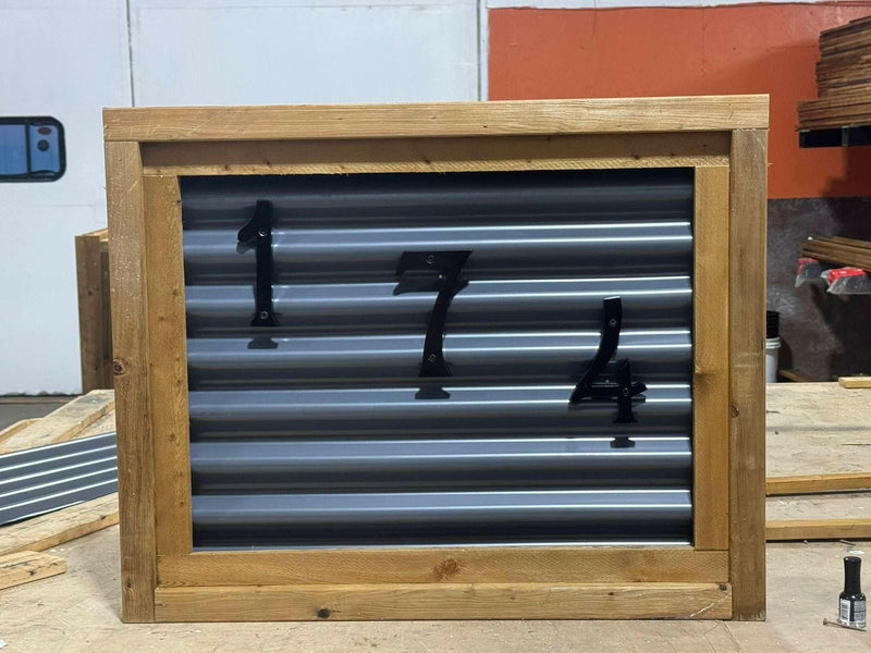 Load image into Gallery viewer, Modern Corrugated Metal House Number Signs - BarrierBoss™
