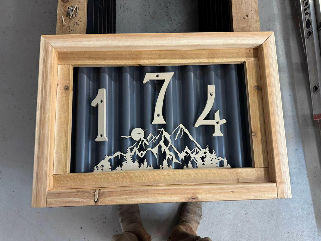 Modern Corrugated Metal House Number Signs - BarrierBoss™