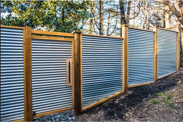 Load image into Gallery viewer, &quot;The Coastal&quot; - Corrugated Metal Fence Panel - Stylish Privacy Fence
