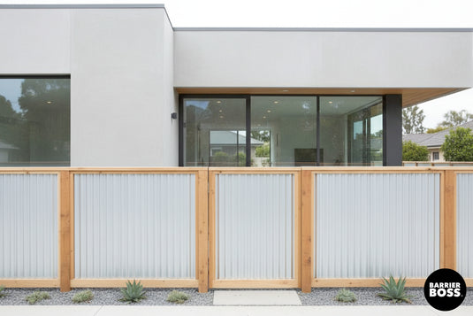Corrugated Metal Fence Panels (Premade) - The Redwood - BarrierBoss™