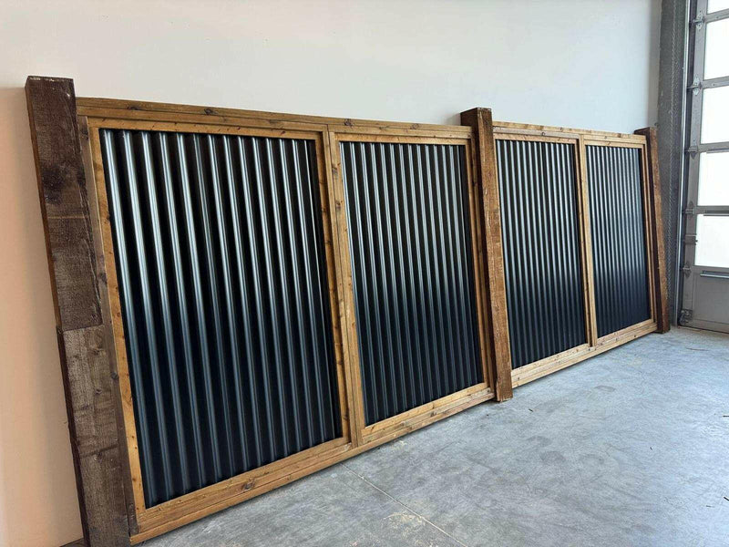 Load image into Gallery viewer, &quot;The Fort Knox&quot; Metal Privacy Fence Panels - Modular Fencing System - Premade - BarrierBoss™
