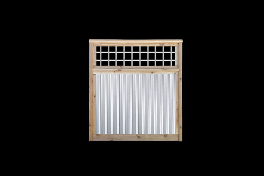 Corrugated Metal Fence with Hog Wire Fence Toppers - The Cabot Panel - BarrierBoss™