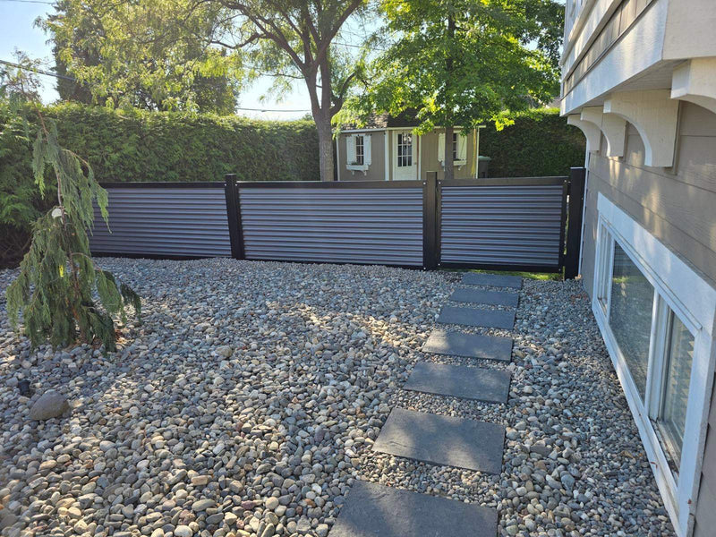 Load image into Gallery viewer, &quot;The True North&quot; - Zero Maintenance Corrugated Residential and Commercial Metal Fence Panels with Complete Steel Post and Frame System - The Forever Fence™
